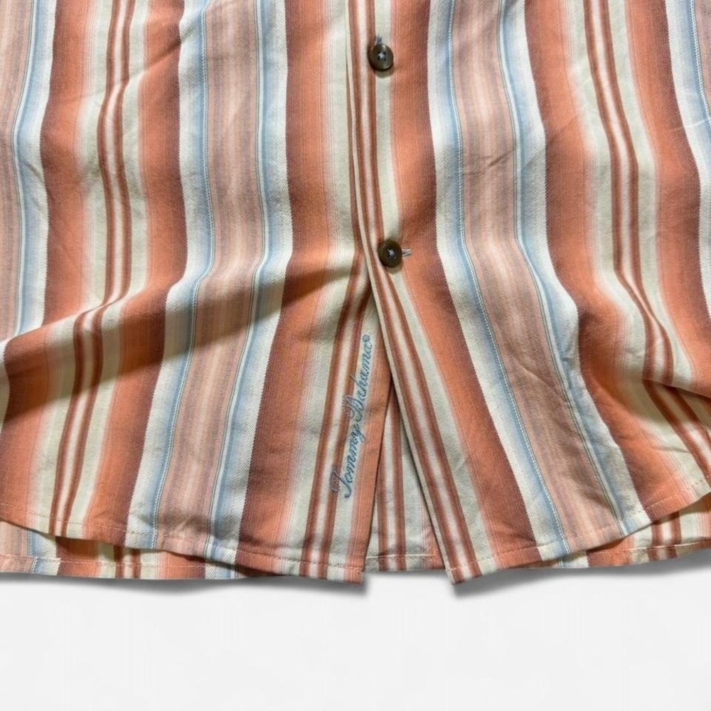 NWT Tommy Bahama Boulevard LS 100% Silk Striped Terr Cotta Button Up Size L - Picture 4 of 6